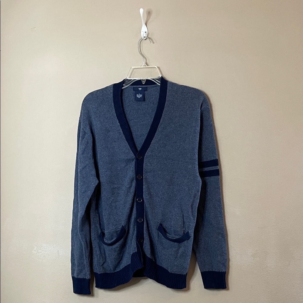 Men's Blue Cardigan Sweater SZ L